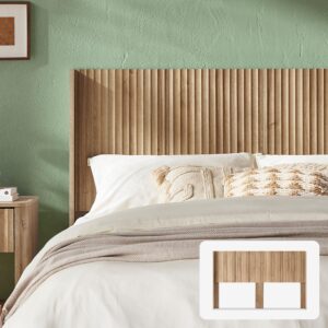 Modern Farmhouse Wood Headboard with Wingback Fluted Design
