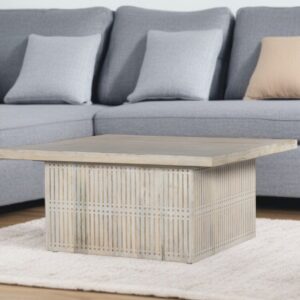 40" Ivory Solid Wood Lift Top Pedestal Coffee Table