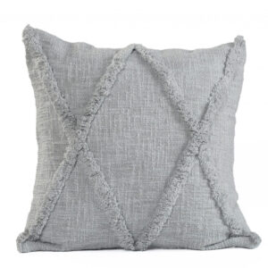 18" X 18" Light Gray 100% Cotton Geometric Zippered Pillow