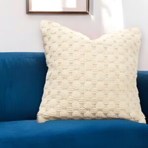 20" Ivory Cotton Throw Pillow With Texture