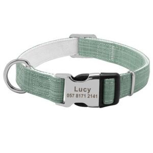 Personalized Engraved Dog Tag Collar - Customizable Nylon Collar For Medium To Large Dogs