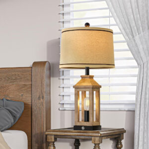 Farmhouse Touch Table Lamps Dual USB, Dimmable, Vintage Set