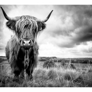 Stormy The Highland Cow Canvas Painting