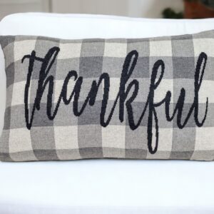 Thankful Buffalo Plaid Lumbar Throw Pillow
